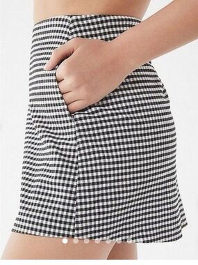 Urban Outfitters Skirt Womens M Black Check A-Line Mini Stretch Pockets Cocktail